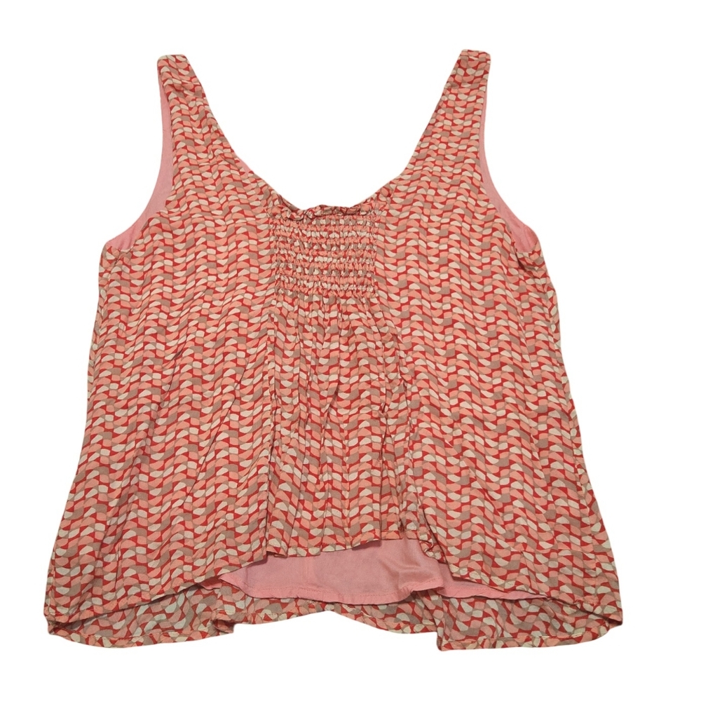 Anthropologie Maeve Verena Tie Front Tank Top Red Pink Multi Print Size S - Picture 5 of 11